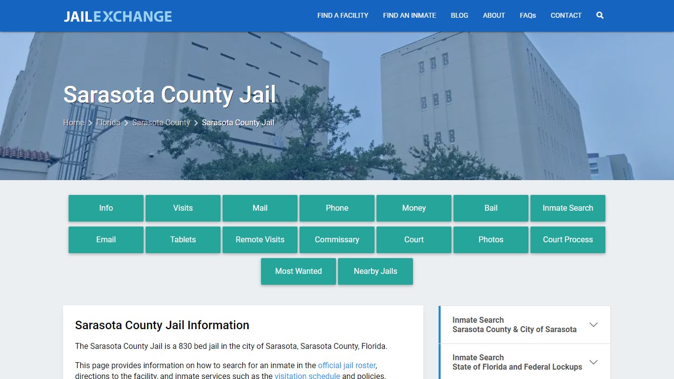 Sarasota County Jail, FL Inmate Search, Information